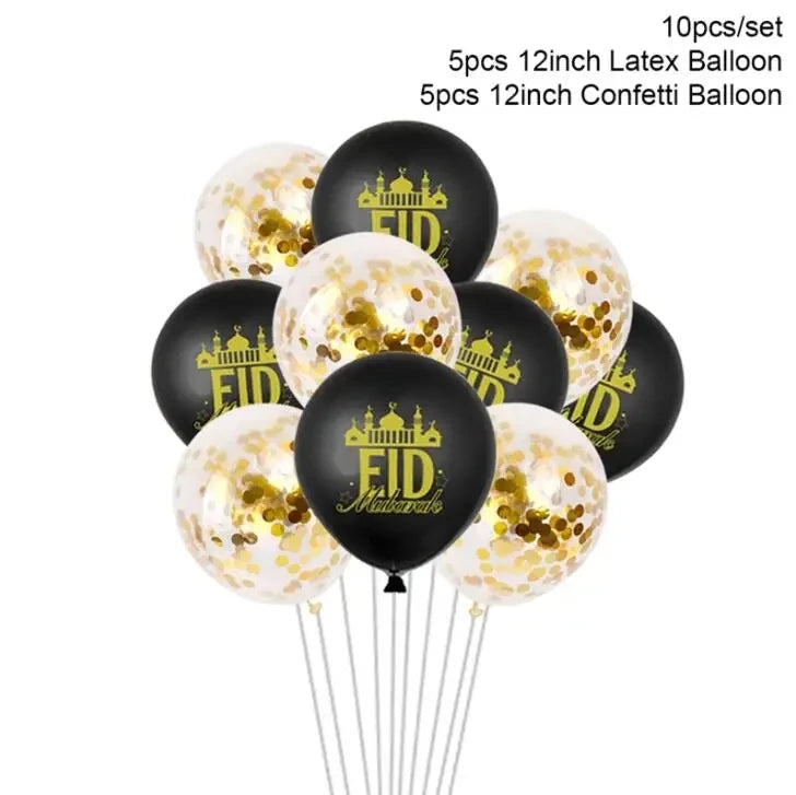 Eid Mubarak Banner Balloon Ramadan Decoration 2025 for Home Ramadan Kareem Banner Islamic Muslim Party Decor Eid Al Adha Gifts