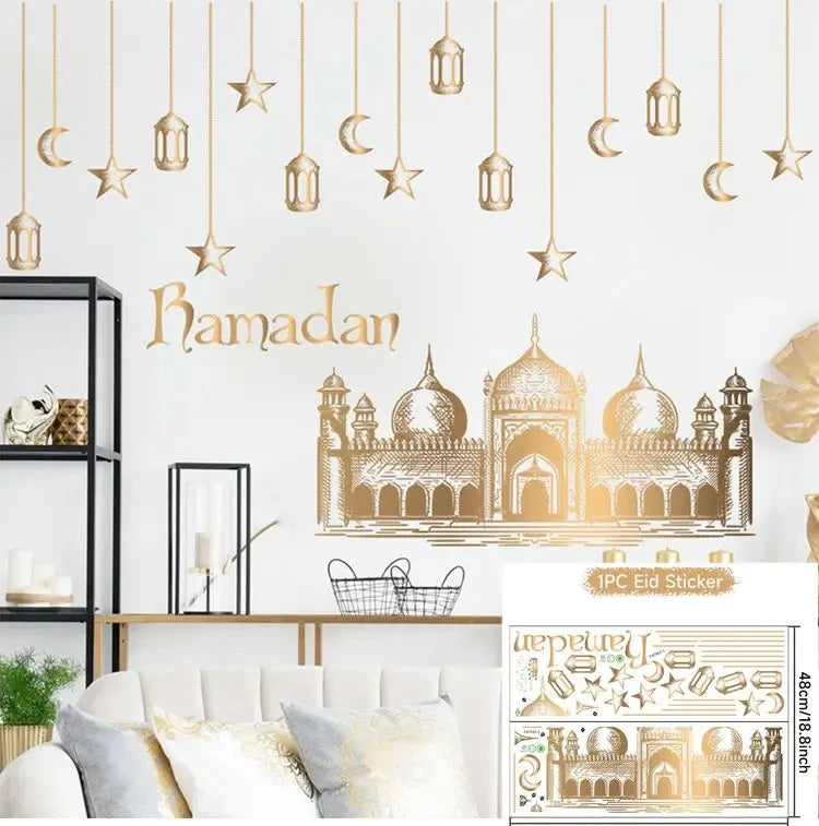 Eid Window Stickers Ramadan Decoration Eid Mubarak Decor for Home 2025 Ramadan Kareem Islam Muslim Party Supplies Eid Al-fitr