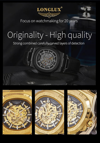 Men's Watch sport style wholesale automatic watch for men  fashion hollow out design leather from LONGLUX free shipping items