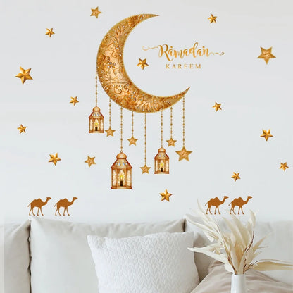 Eid Mubarak Wall Stickers Kareem Ramadan Decoration 2025 For Home Islamic Muslim Party Decor Mubarak Ramadan Window Sticker Gift