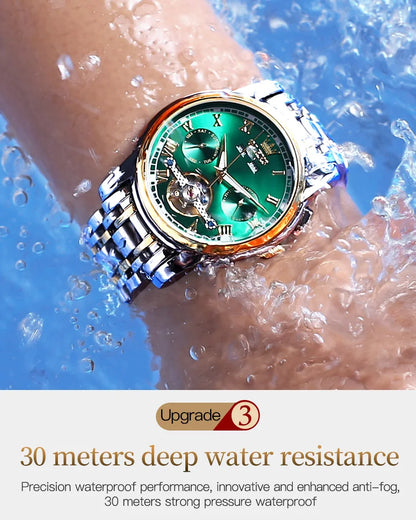 OLEVS Top Brand Men's Watches waterproof Fully Automatic Mechanical Watch Calendar Week Hollow Out Luminous Male Wristwatch