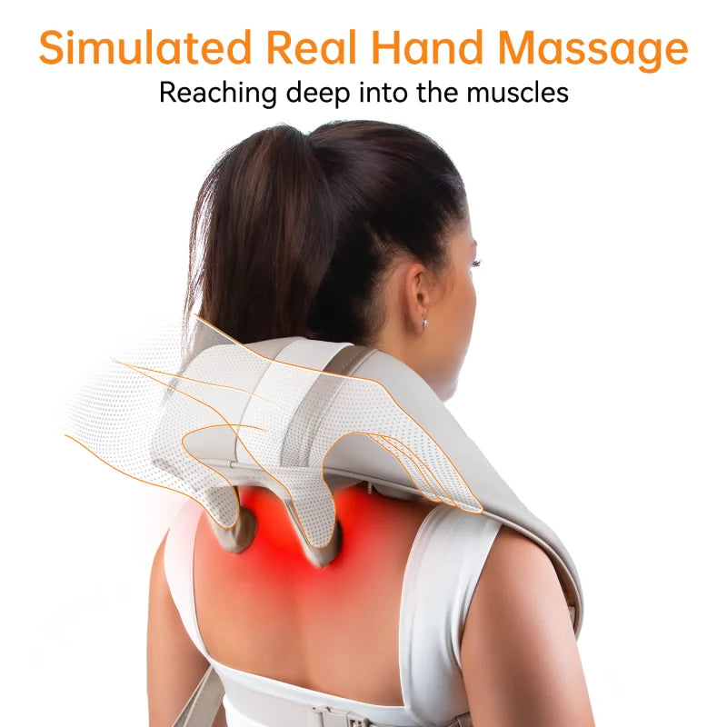 Mebak N1Cervical Massager Electric Neck Back Massager Pillow 4D Kneading Hot Compress Muscle Relaxing Massage Shawl instrument