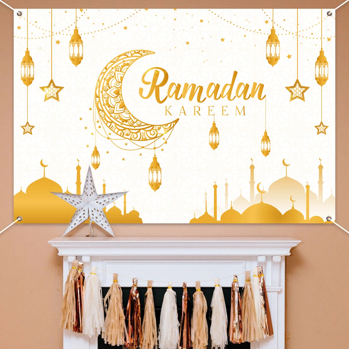 Eid Background Eid Mubarak Ramadan Kareem Backdrop Islam Muslim Party Supplies Eid Al-fitr Gift Ramadan Decoration For Home 2025