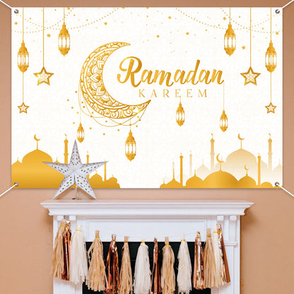 Eid Background Eid Mubarak Ramadan Kareem Backdrop Islam Muslim Party Supplies Eid Al-fitr Gift Ramadan Decoration For Home 2025