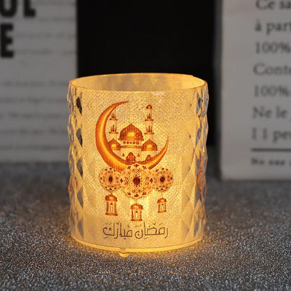 Ramadan Kareem Led Candle Lantern Eid Mubarak Decoration for Home 2025 Islamic Muslim Festival Party Eid Al Adha Ornaments