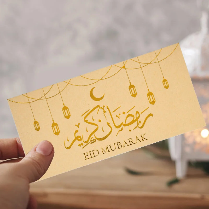 9Pcs Eid Mubarak Envelopes Money Gift Card Bags 2025 Islamic Muslim Party Supplies Ramadan Decoration Eid Al-fitr Invitation