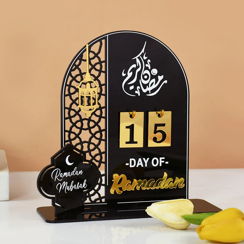 2025 Ramadan Countdown Advent Calendar with Rotatable Wheel Eid Mubarak Table Ornament Islamic Muslim Party Decoration Kids Gift