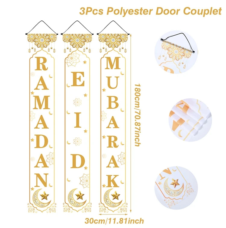 Eid Mubarak Door Banner Ramadan Decoration 2025 for Home Mubarak Ramadan Kareem Islamic Muslim Party Decor  Eid Al Adha Gifts