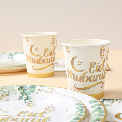 Eid Mubarak Tableware Set Ramadan Decoration 2025 For Home Ramadan Kareem Eid Al Adha Gifts Islamic Muslim Party Decoration