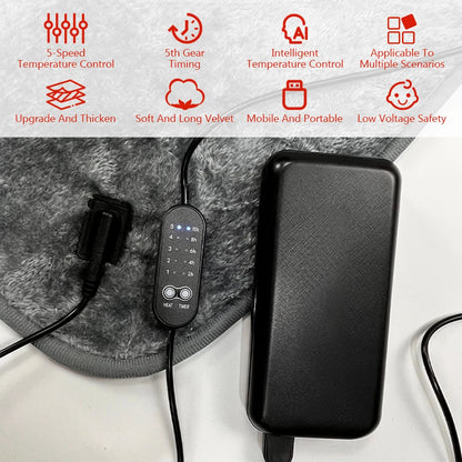 USB Electric Heating Blanket Warm Heater Fast Safe Plush Winter Warm-up Adjustable Temperature Timing Heating Pad