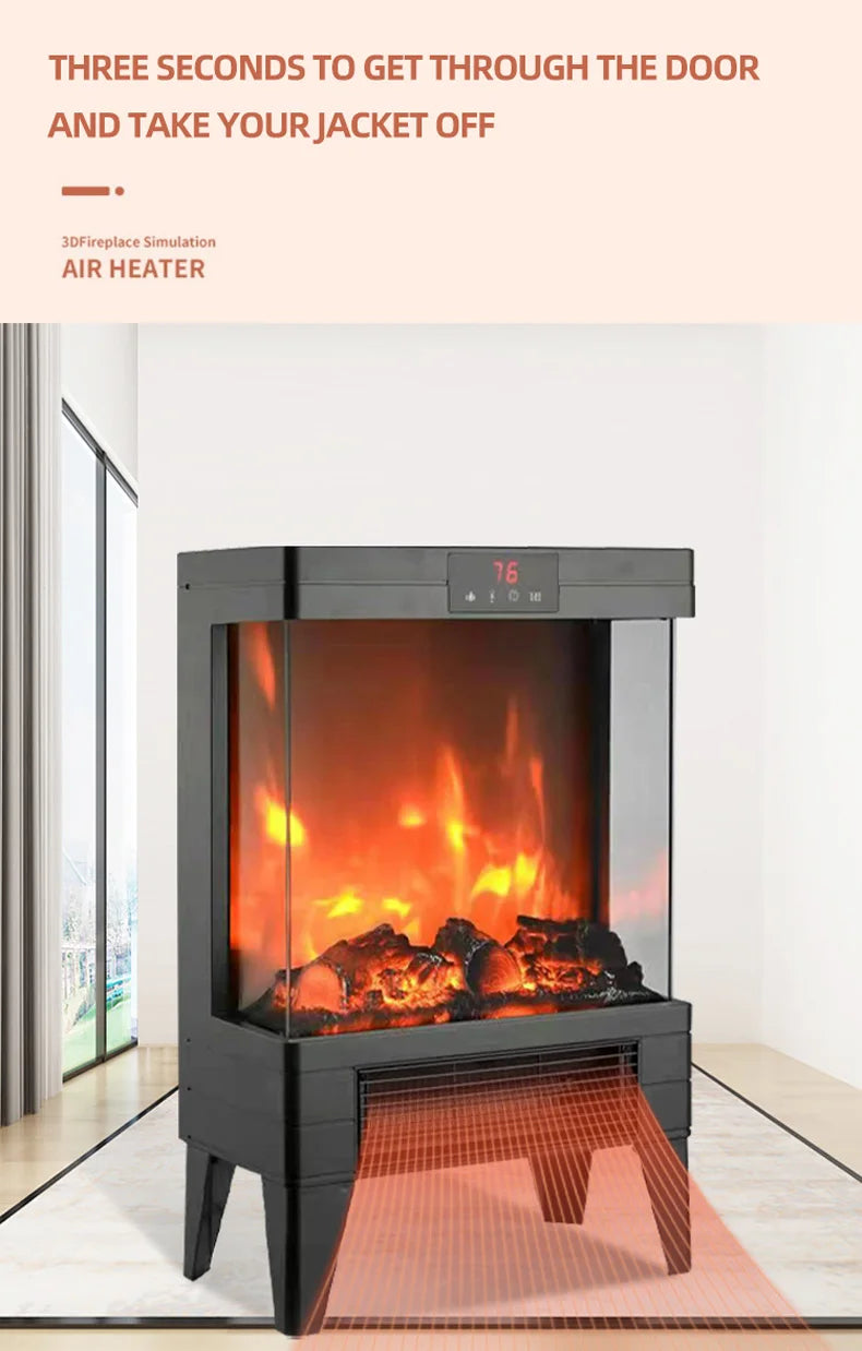 Household 3D Flame Electric Heater Fireplace Indoor Smokeless Electric Heating Fan Calentador Electrico Pared