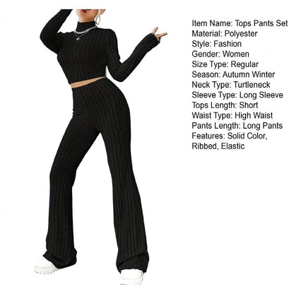 Beige Western Style Knitted Fashion Suit Women New Korean Split Black Sweaters Wide Leg Pants Lady Casual Two-piece Sets