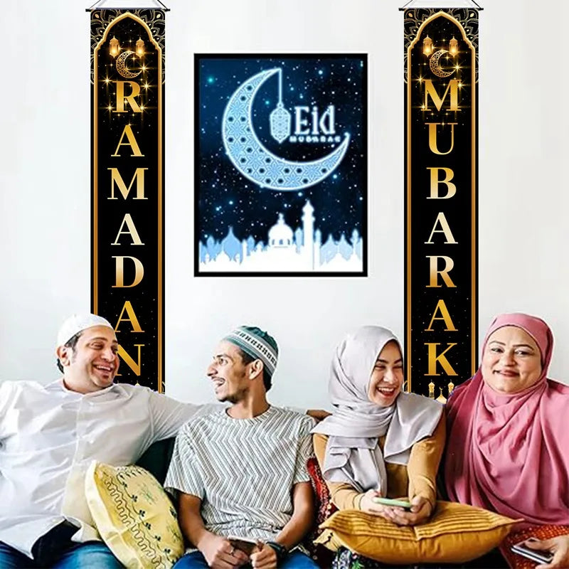 Eid Mubarak Door Banner Ramadan Decoration 2025 for Home Mubarak Ramadan Kareem Islamic Muslim Party Decor  Eid Al Adha Gifts