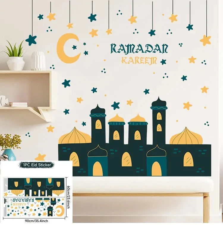 Eid Window Stickers Ramadan Decoration Eid Mubarak Decor for Home 2025 Ramadan Kareem Islam Muslim Party Supplies Eid Al-fitr