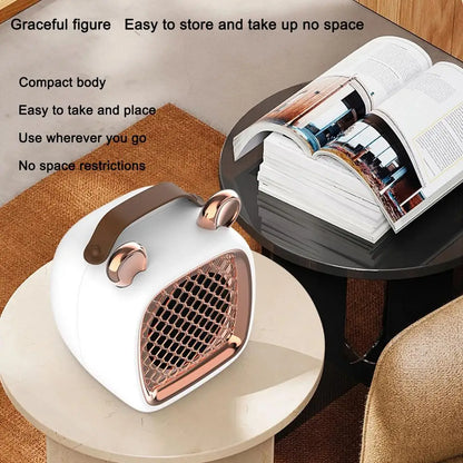 Portable Electric Heater Creative 500W Mini Desk Space Heating Fan Multifunctional Quiet Electric Heating Stove Home Appliances