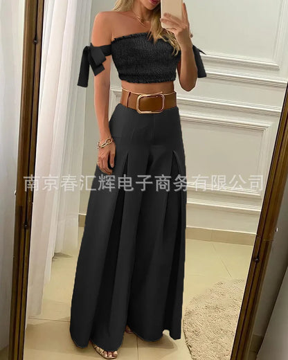 Kids for Women 2023 Latest Autumn Winter European American Solid Color Folding Wide Leg Pants&temperament Commuter Loose Pants