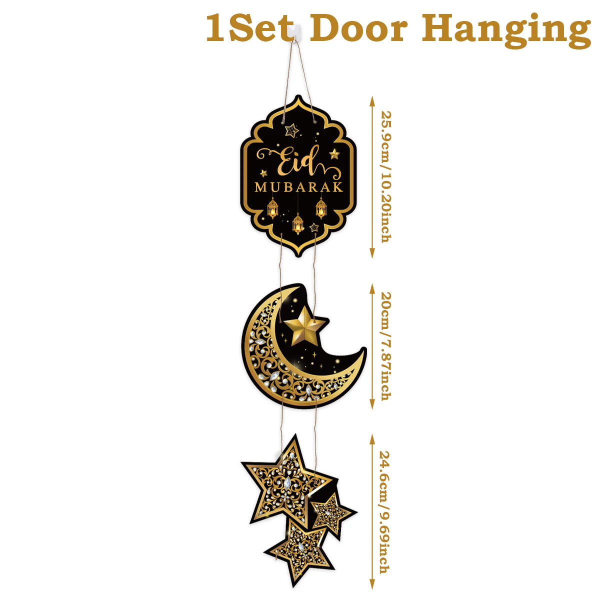 Eid Mubarak Moon Star Door Hanging Ramadan Kareem Decorations For Home 2025 Islamic Muslim Party Supplies Chandelier Wall Banner