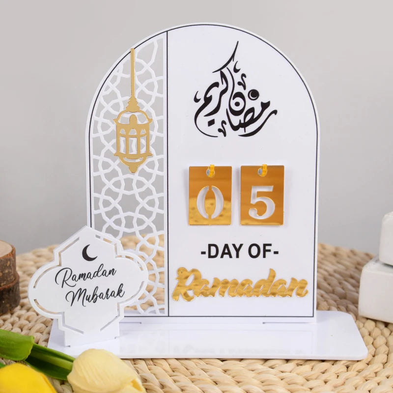 Acrylic Ramadan Countdown Calendar Gifts Day of Ramadan Calendar with Replacing Number 2025 Eid Mubarak Home Decoration Ornament