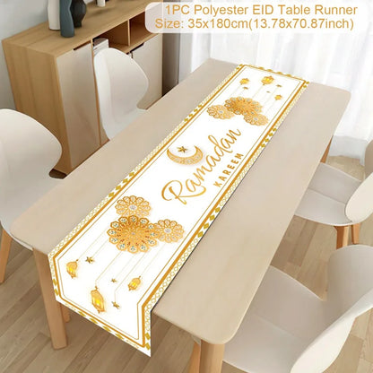 Ramadan Kareem Polyester Table Runner Ramadan Decoration For Home 2025 Islamic Muslim Party Supplies Ramadan Gift EID Al  Adha