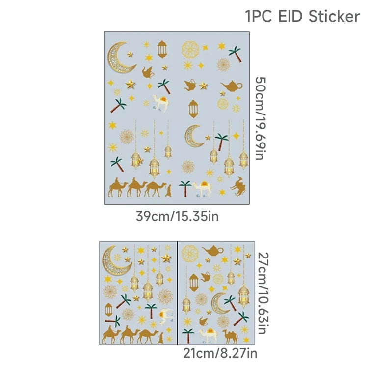 Eid Window Stickers Ramadan Decoration Eid Mubarak Decor for Home 2025 Ramadan Kareem Islam Muslim Party Supplies Eid Al-fitr