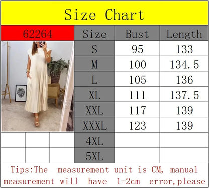 2024 Spring and Summer New European and American Fashion Round Neck Sleeveless pleated Dress Women's Long Dress