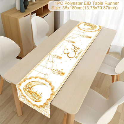 Ramadan Kareem Polyester Table Runner Ramadan Decoration For Home 2025 Islamic Muslim Party Supplies Ramadan Gift EID Al  Adha