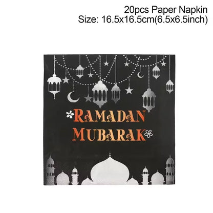 Eid Mubarak Tableware Set Ramadan Decoration 2025 For Home Ramadan Kareem Eid Al Adha Gifts Islamic Muslim Party Decoration