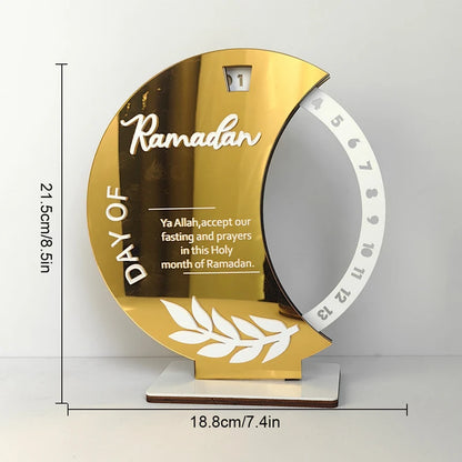 2025 Ramadan Countdown Advent Calendar with Rotatable Wheel Eid Mubarak Table Ornament Islamic Muslim Party Decoration Kids Gift