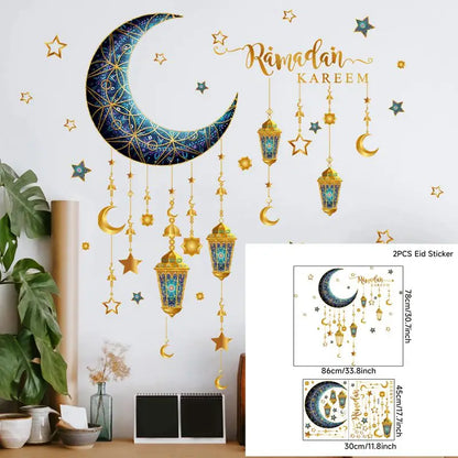 Eid Mubarak Wall Stickers Kareem Ramadan Decoration 2025 For Home Islamic Muslim Party Decor Mubarak Ramadan Window Sticker Gift