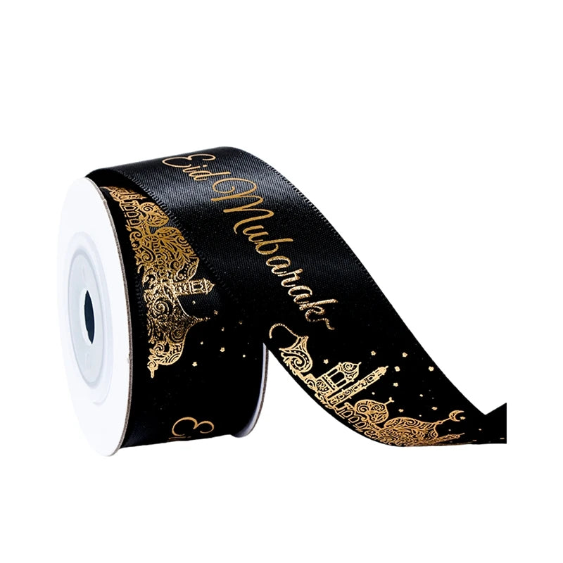 Eid Mubarak Ribbons Gift Wrap Satin Ribbon Ramadan Decor 2025 For Home Ramadan Kareem Islamic Muslim Party Eid Al Adha Gifts