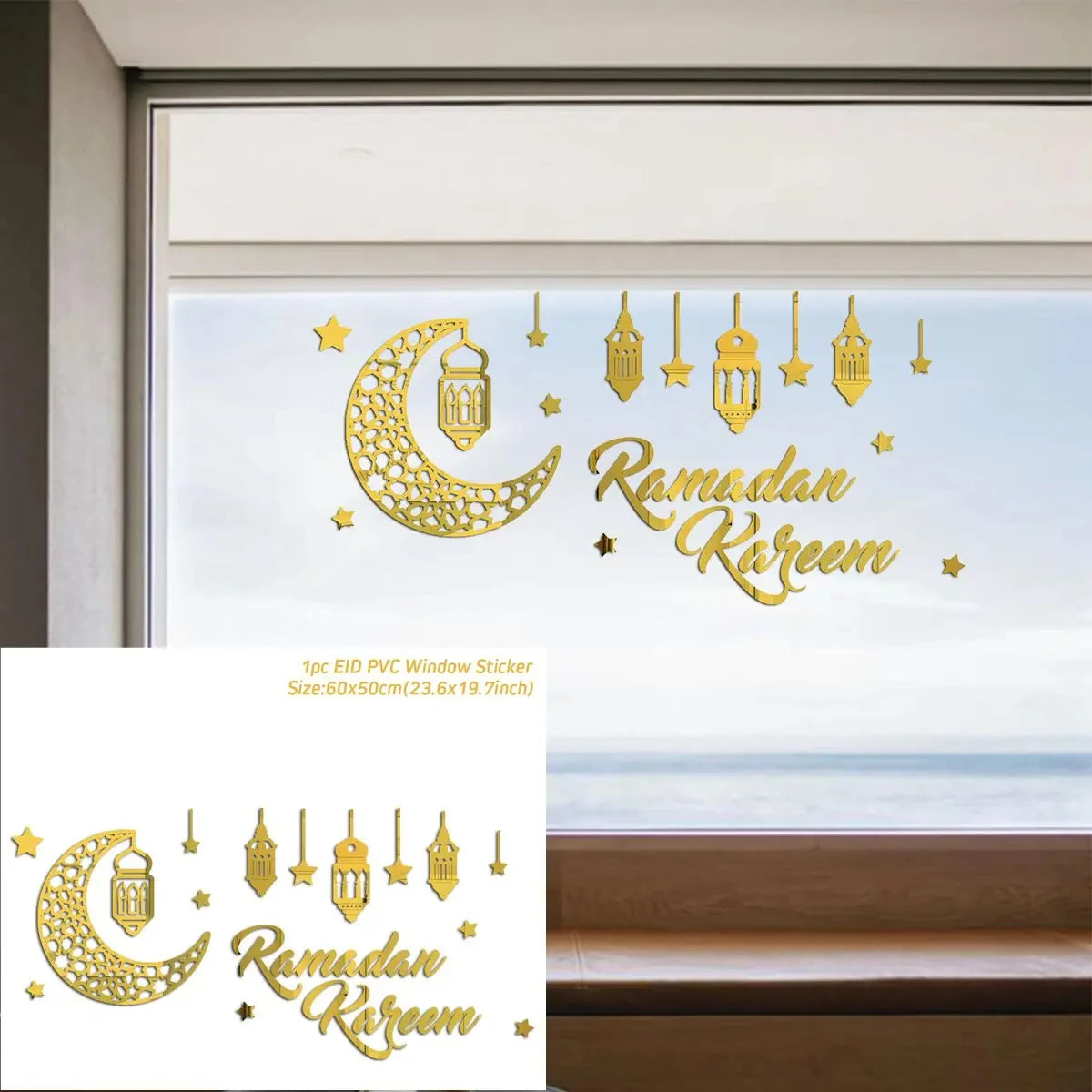 Eid Window Stickers Ramadan Decoration Eid Mubarak Decor for Home 2025 Ramadan Kareem Islam Muslim Party Supplies Eid Al-fitr