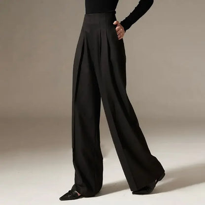 2024 Spring New Pants High Waist Wide Leg Pants Draping Effect Tight Waist Long Pants High-Looking Slide Suit or Women