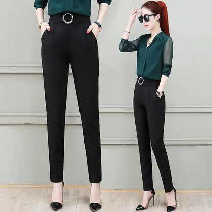 High Quality for Ladys Spring Summer Woman Pants Cotton Black High Waist Joggers Women Suit Harem Pants Soft All-match Trousers