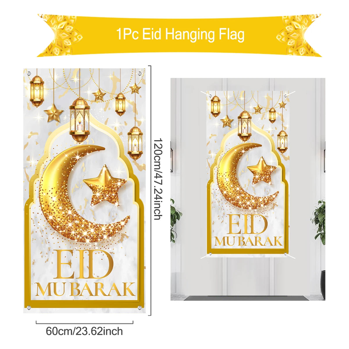 Ramadan Kareem Hanging Flag Ramadan Decoration For Home 2025 EID Mubarak Muslim Islamic Festival Party Supplies Eid Al-fitr Gift