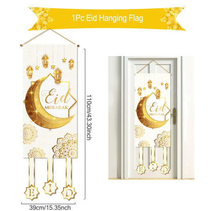 Ramadan Kareem Hanging Flag Ramadan Decoration For Home 2025 EID Mubarak Muslim Islamic Festival Party Supplies Eid Al-fitr Gift