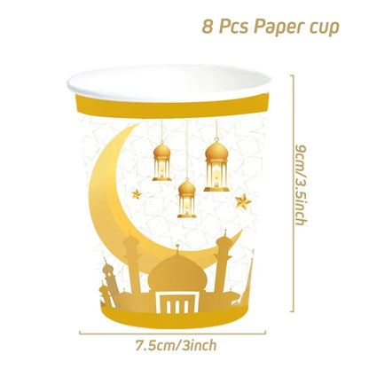 Eid Mubarak Tableware Set Ramadan Decoration 2025 For Home Ramadan Kareem Eid Al Adha Gifts Islamic Muslim Party Decoration