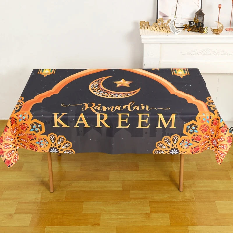 Eid Mubarak Table Runner Ramadan Tablecloths Ramadan Kareem Decoration for Home 2025 Islamic Muslim Party Eid Al Adha Gifts