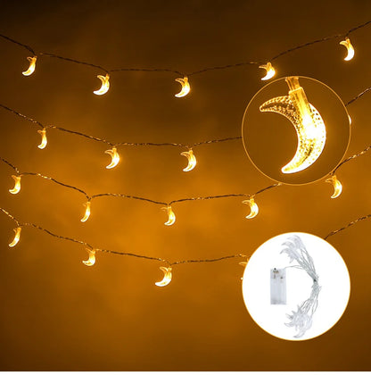 Moon Star Eid Mubarak String Light 2025 Ramadan Decoration For Home Ramadan Kareem Islam Muslim Party Decor Eid Al Adha Gifts