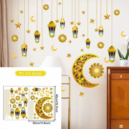 Eid Mubarak Wall Stickers Kareem Ramadan Decoration 2025 For Home Islamic Muslim Party Decor Mubarak Ramadan Window Sticker Gift