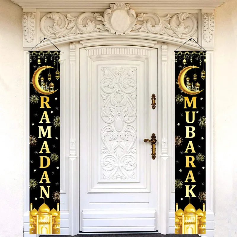 Eid Mubarak Door Banner Ramadan Decoration 2025 for Home Mubarak Ramadan Kareem Islamic Muslim Party Decor  Eid Al Adha Gifts