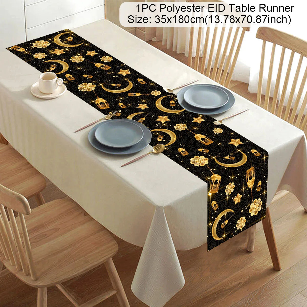 Ramadan Kareem Polyester Table Runner Ramadan Decoration For Home 2025 Islamic Muslim Party Supplies Ramadan Gift EID Al  Adha