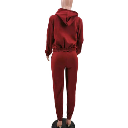 3pcs Women's Clothing Set Fleece-lined Hooded Sweater &Sleeveless Tank Top & Sports Sweatpants Pants