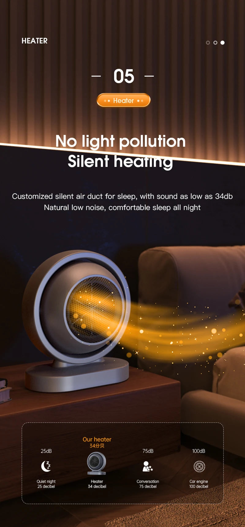 Household Electric Heater Bedroom Winter Smart Heater Home Heating Energy Saving Safe Portable Long-Lasting Heat Preservation