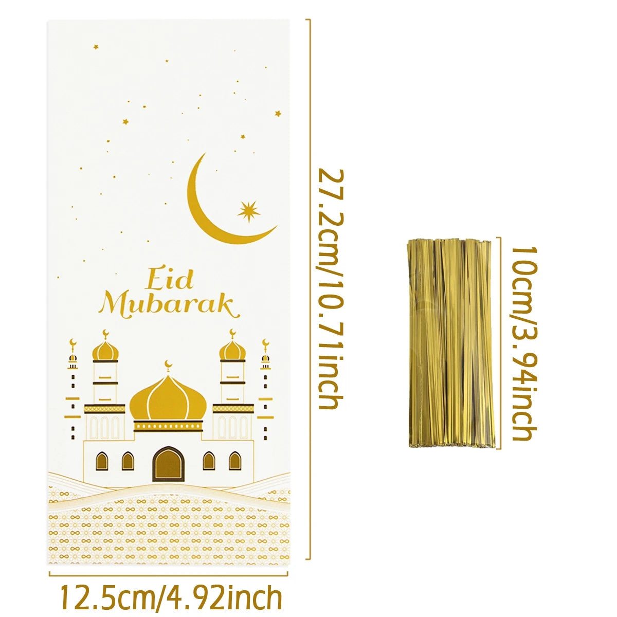 25/50/100Pcs Ramadan Kareem Candy Gift Packing Bags 2025 Eid Mubarak Ramadan Decoration Islamic Muslim Party Supplies Treat Bags