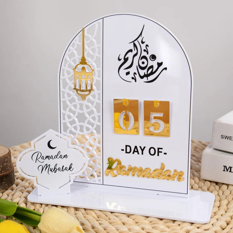 Acrylic Ramadan Countdown Calendar Gifts Day of Ramadan Calendar with Replacing Number 2025 Eid Mubarak Home Decoration Ornament