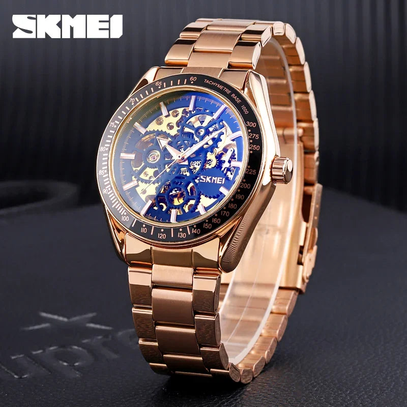 SKMEI Men Luminous Point Colorful Watch Hour Fashion montre homme Automatic Watches Mens Hollow Mechanical Wristwatches 9194