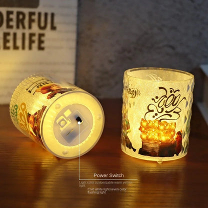 Ramadan Kareem Led Candle Lantern Eid Mubarak Decoration for Home 2025 Islamic Muslim Festival Party Eid Al Adha Ornaments