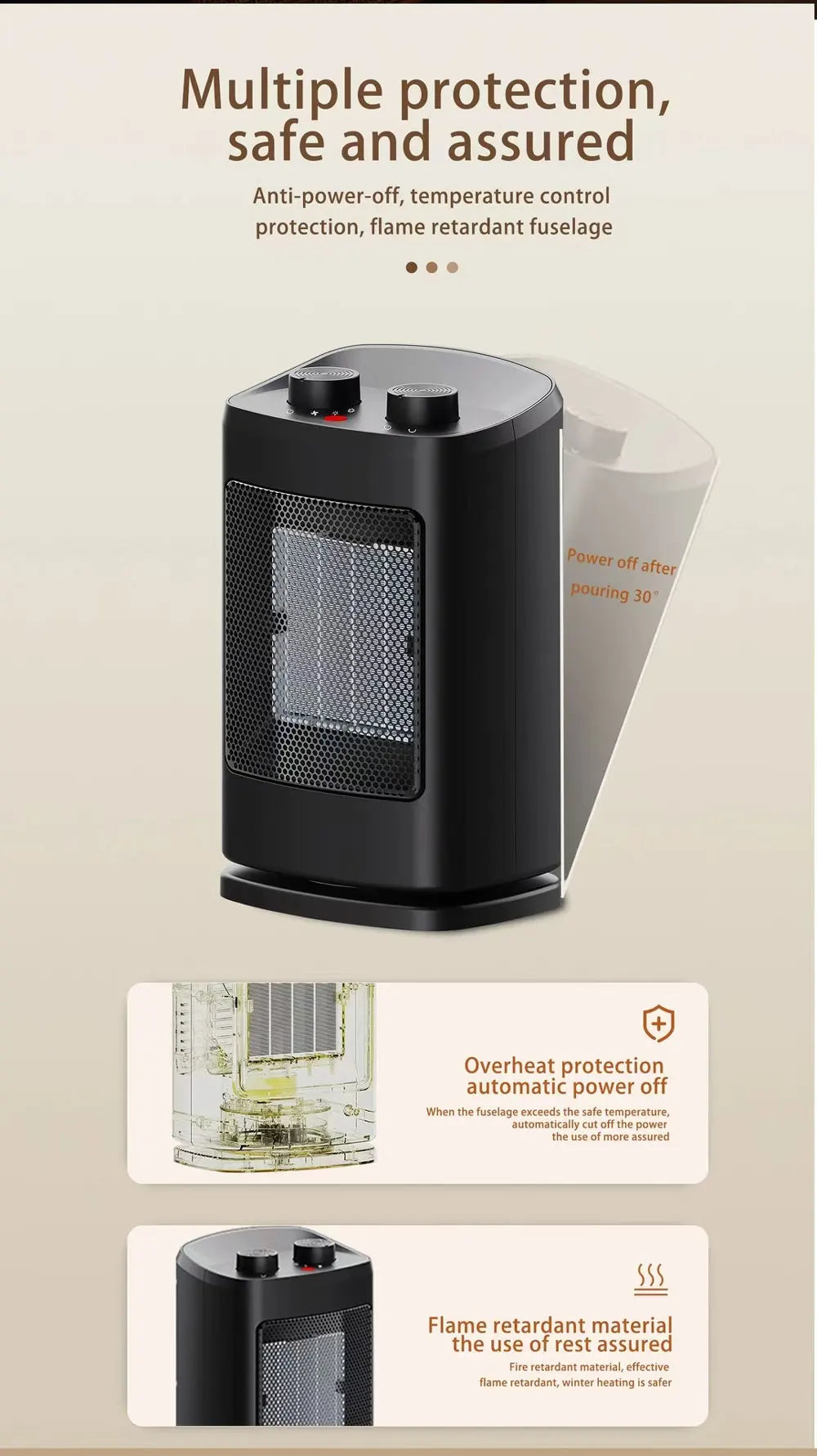 Electric Heater, Warm Air Blower, Household Energy-Saving Heating System,  Large Area Office DeskSmall Sun