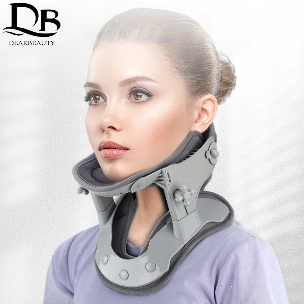 Neck Correction Repair Collar Hot Compress Cervical Traction Apparatus Kit Cervical Spine Massager Relieve Pain Heat Treatment