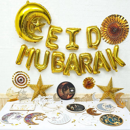 Eid Mubarak Banner Balloon Ramadan Decoration 2025 for Home Ramadan Kareem Banner Islamic Muslim Party Decor Eid Al Adha Gifts